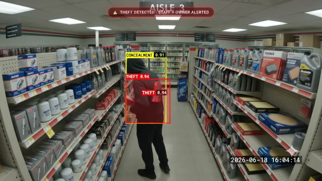 Theft detection in a retail aisle